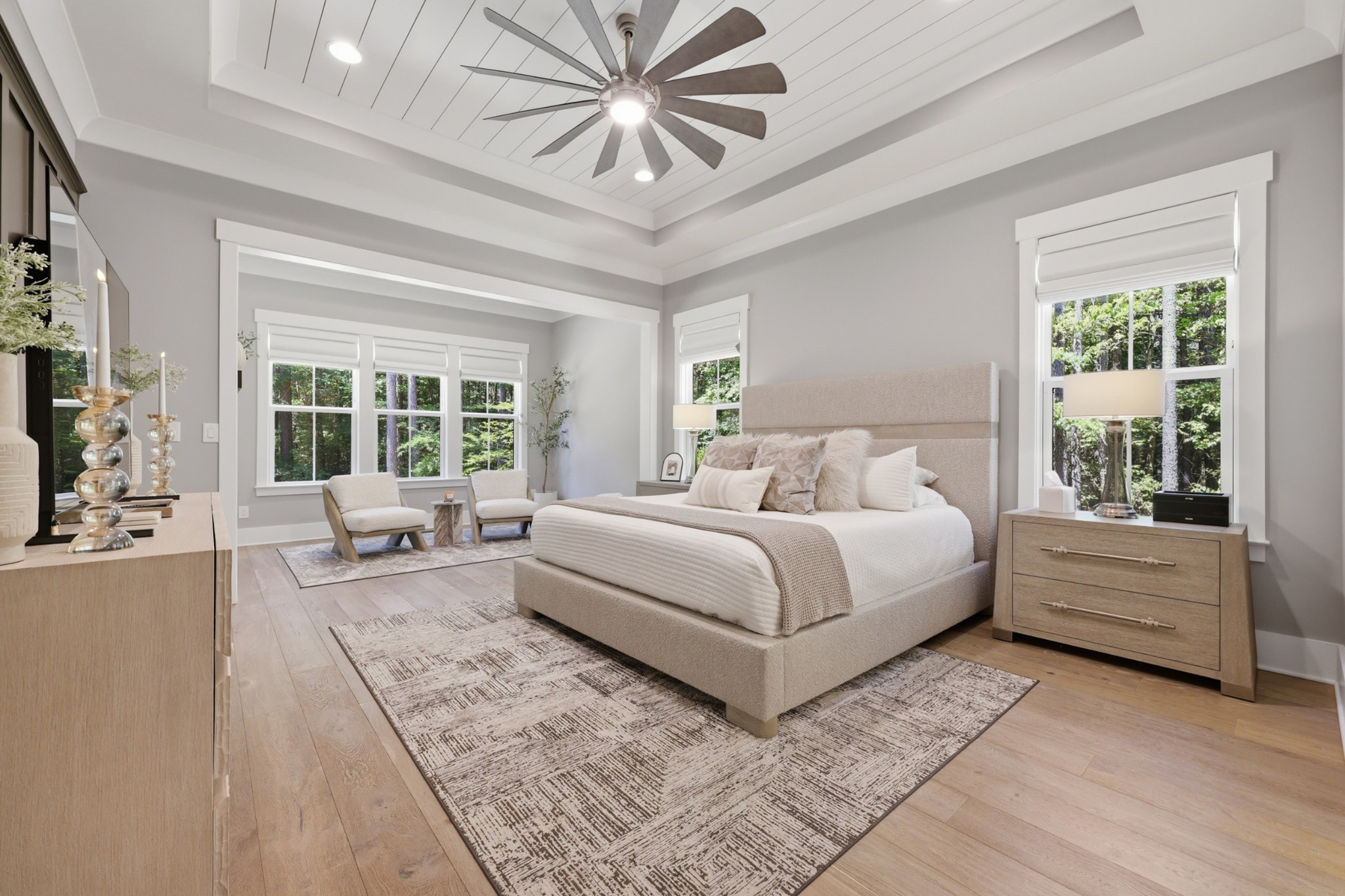 Silver Falls primary bedroom from the bed toward the sitting room